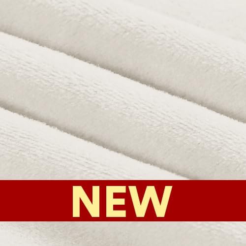 PrinceDeco Velvet Couch Covers for Sofa Soft 4 Pieces Couch Covers for 3 Cushion Couch Sofa Pet Friendly Furniture Protector with Non Slip Elastic Bottom Width Up to 97 Inch (Large Sofas, Cream)