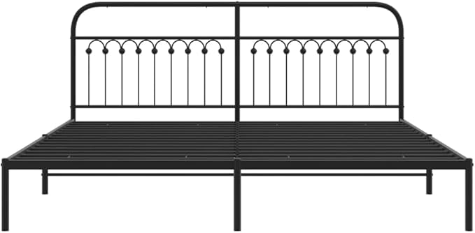 Classic Black Steel Double Bed Frame with Underbed Storage, Elegant Traditional Design for Bedroom or Guest Room, Durable and Stable Support for Mattress