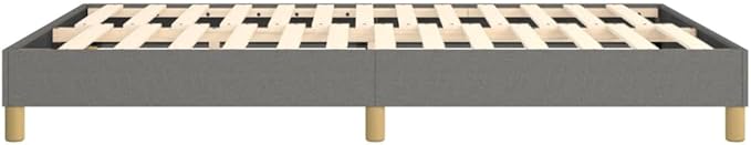 Bed Frame Dark Gray Fabric (100% Polyester), Plywood, Engineered Wood Furniture Double Bed for Apartment Bedroom