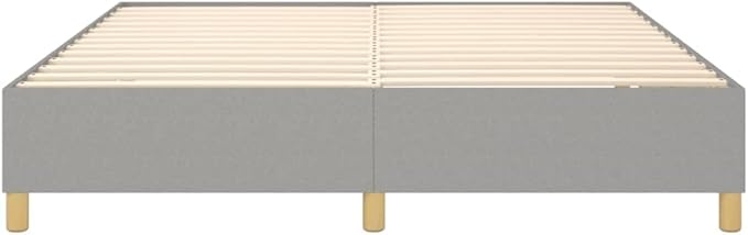 Bed Frame Light Grey Polyester, Plywood, Engineered Wood King Single Bed Double Bed for Bedroom Apartment