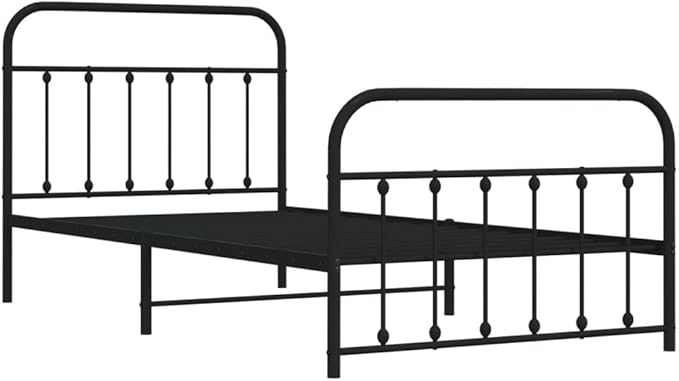 Bed Frame Black Powder-Coated Steel Twin Bed Frame Rectangular Bedroom Furniture headboard for Guest Room