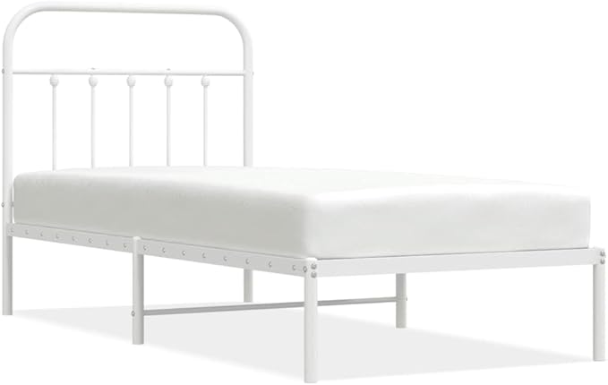 Bed Frame White Powder-Coated Steel Twin Durable Bed Frame headboard Bedroom Furniture for Bedroom
