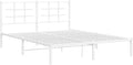 vidaXL White Metal Bed Frame-Double with Headboard, Steel Construction, 59.1"x78.7" Mattress Compatible, Under-Bed Storage, Modern Bedroom Furniture