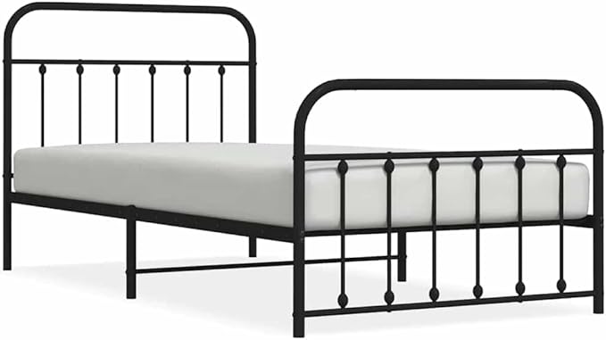 Bed Frame Black Powder-Coated Steel Single Bed Frame Bedroom Furniture headboard for Guest Room