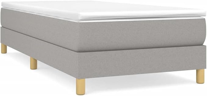 Bed Frame Light Gray Polyester, Plywood, Engineered Wood Twin XL Furniture Bed