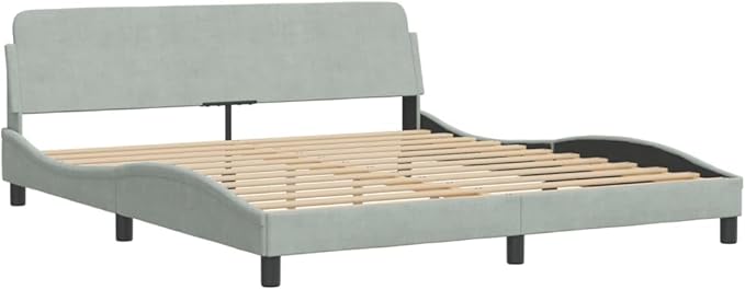 Light Gray Velvet Bed Frame with Storage, Modern Single Size Upholstered Platform for Small Spaces Light Gray, 74.0 x 90.9 x 29.3 in