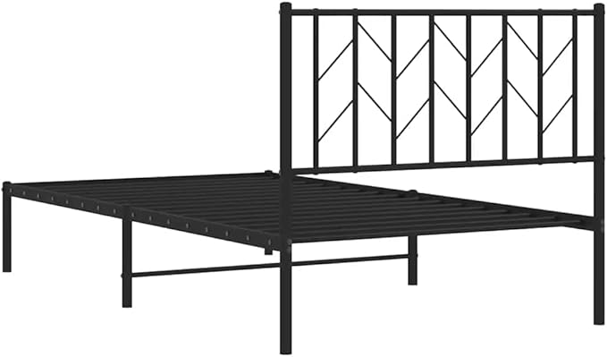 Bed Frame Black Powder-Coated Steel Single Bed Frame Easy Assembly for Bedroom