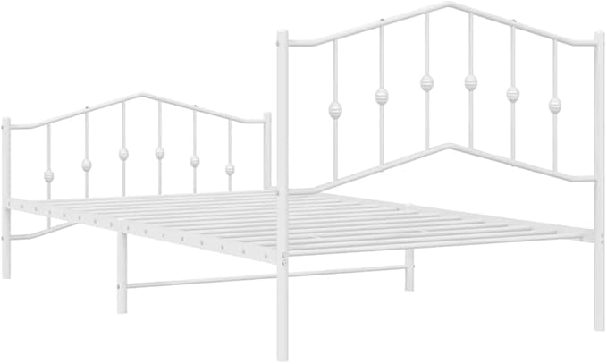 Stylish White Metal Twin Bed Frame with Classic Design, Durable Powder-Coated Steel Structure for Modern Bedroom Decor and Guest Room Use