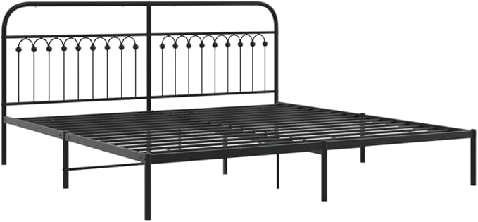 Classic Black Steel Double Bed Frame with Underbed Storage, Elegant Traditional Design for Bedroom or Guest Room, Durable and Stable Support for Mattress
