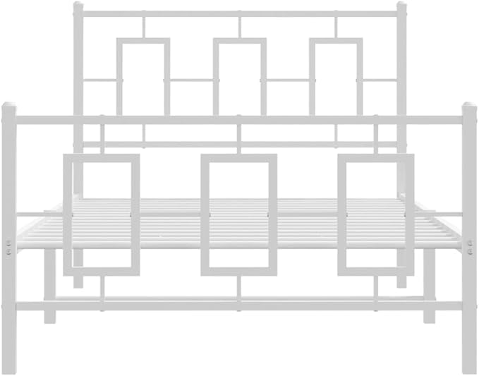 vidaXL Bed Frame White Powder-Coated Steel Single Bed Frame