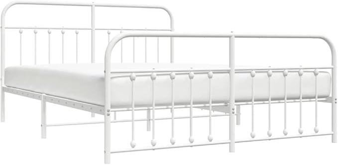 Bed Frame White Steel Double Bed Frame Rectangular Industrial headboard Bedroom Furniture for Bedroom