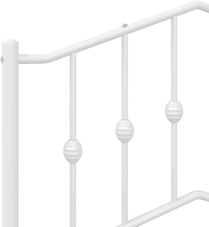 Modern White Metal Bed Frame with Headboard, Sturdy Steel Structure for Single Sleeper Adults, Easy Assembly with Screwdriver, Versatile for Bedroom and Guest Room Decor