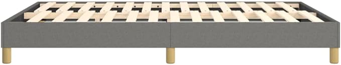 Bed Frame Dark Grey Polyester Queen Rectangular Modern Single Bed