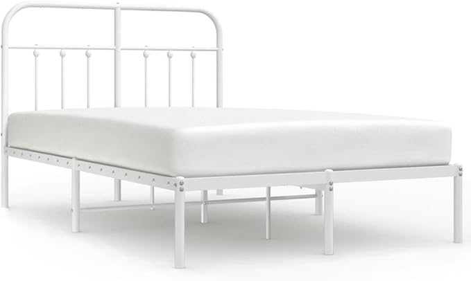 Bed Frame White Powder-Coated Steel Double Bed Frame headboard Bedroom Furniture for Living Room