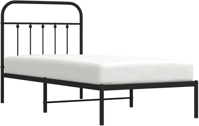 Bed Frame Black Powder-Coated Steel Twin Industrial Bed Frame headboard Bedroom Furniture for Guest Room