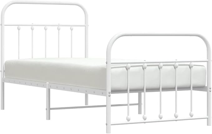Bed Frame White Powder-Coated Steel Single Bed Frame Bedroom Furniture headboard for Living Room