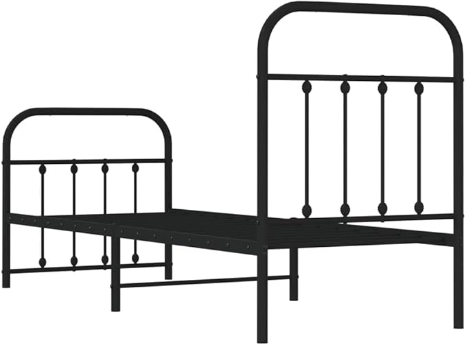 Bed Frame Black Powder-Coated Steel Small Single Bed Frame headboard Bedroom Furniture for Living Room