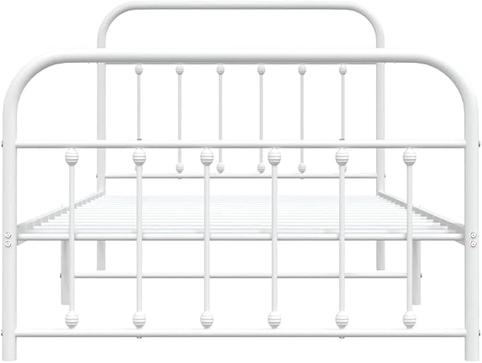 Bed Frame White Powder-Coated Steel Single Bed Frame Bedroom Furniture headboard for Living Room