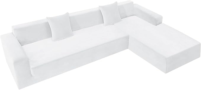 ZNSAYOTX 2026 Soft Velvet Sectional Couch Covers, Luxury Plush Slipcovers with Elastic Bottom for L Shape Sectional Sofa, 2 Pcs Pet Friendly Protector (3 Seat Couch + 3 Seat Chaise, White)