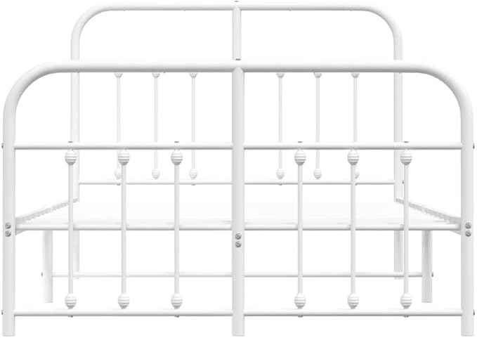 Bed Frame White Powder-Coated Steel Double Bed Frame headboard Bedroom Furniture for Bedroom