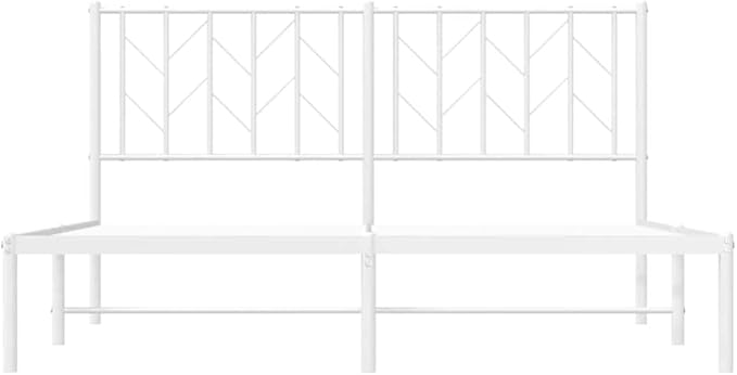Bed Frame White Steel King Size Easy Assembly for Bedroom 59 x 79 in