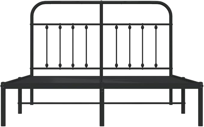 Bed Frame Black Powder-Coated Steel Bed Frame Bedroom Furniture for Bedroom 55.1 x 74.8 in