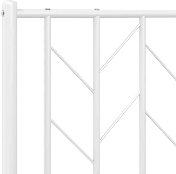 Bed Frame White Steel Single Bed Frame Rectangular Durable Adult for Bedroom