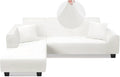KinCam Sectional Couch Covers L Shape Sofa Covers Super Stretch 2pcs Sofa Slipcovers for 3 + 3 Seaters Sectional Chaise Slipcover with 2pcs Pillow Covers for Pets Kids, White