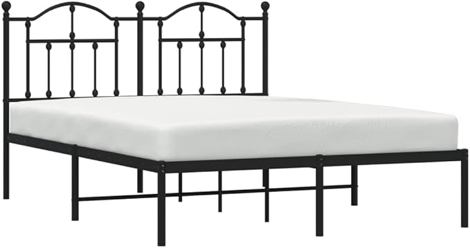 Bed Frame Black Powder-Coated Steel Hotel Bed Frame Bedroom Furniture for Studies 55.1 x 78.7 in