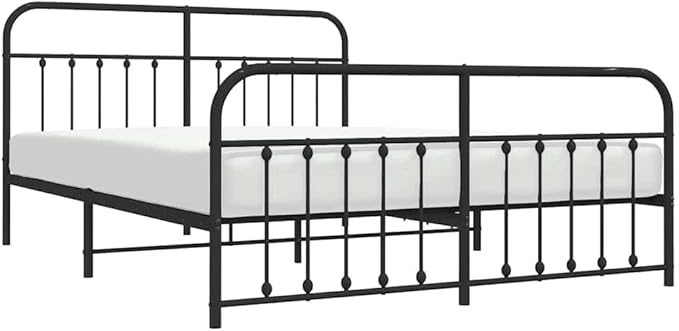 Bed Frame Black Powder-Coated Steel headboard Bed Frame Queen for Bedroom 72 x 83.9 in