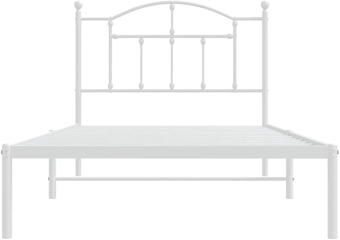 Bed Frame White Steel Single Bed Frame Rectangular Modern Bedroom Furniture Bedroom Decor for Hotels