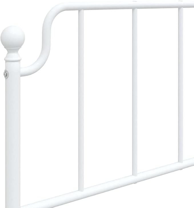 White Powder-Coated Steel Single Bed Frame, Platform Mattress Support, No Box Spring Needed, 41.3x81.5x40.2 Inch, Guest Room Storage Solution