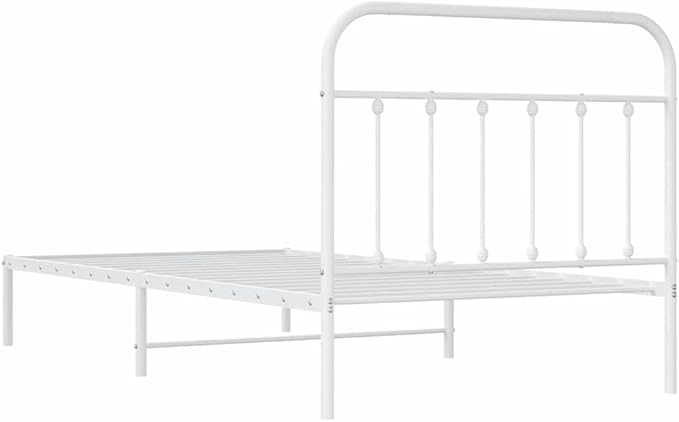 Bed Frame White Powder-Coated Steel Twin Bed Frame Rectangular headboard Bedroom Furniture for Living Room