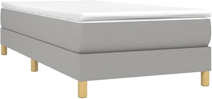 Bed Frame Light Gray Polyester, Plywood, Engineered Wood Twin XL Furniture Bed