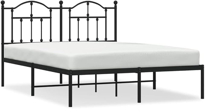 Bed Frame Black Powder-Coated Steel Hotel Bed Frame Bedroom Furniture for Studies 55.1 x 78.7 in