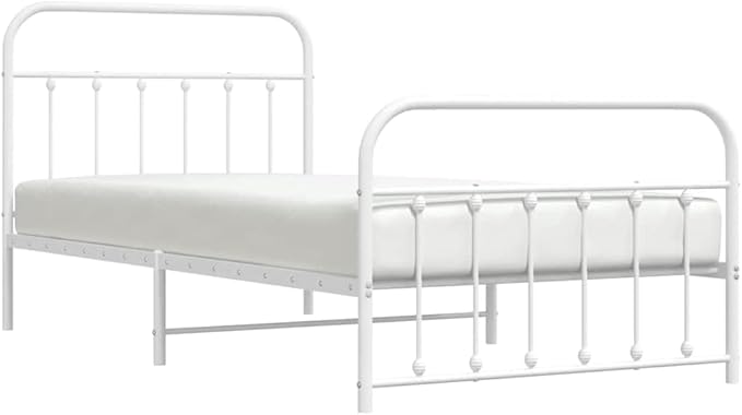 Bed Frame White Powder-Coated Steel Single Bed Frame Bedroom Furniture headboard for Living Room
