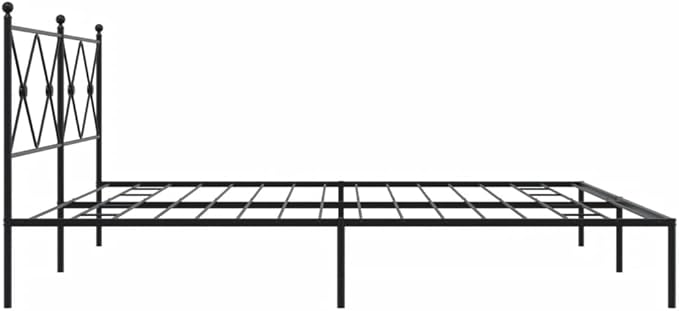 Modern Black Double Metal Bed Frame with Headboard, Sturdy Steel Construction for Two, Easy Assembly and Compact Size 78.0 x 81.5 x 35.6 Inches