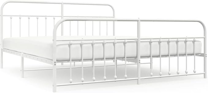 Bed Frame White Steel Bed Frame headboard for Bedroom 79x79 in Rectangular