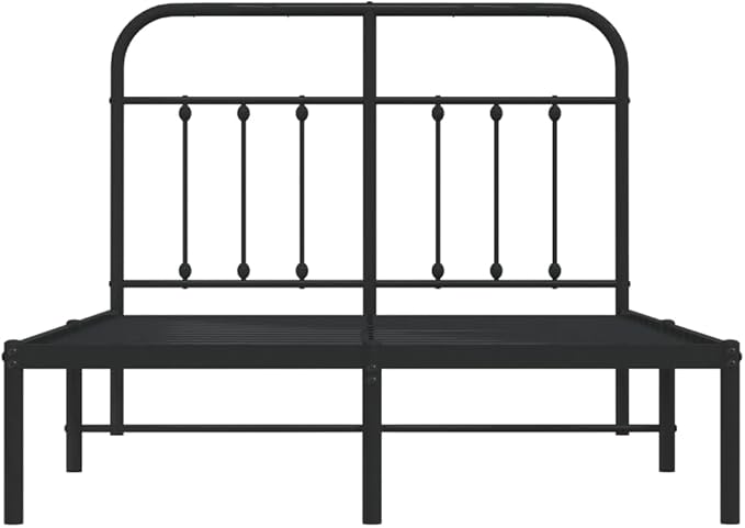 Bed Frame Black Powder-Coated Steel headboard Queen Bed Frame for Guest Room 47.2 x 78.7 in