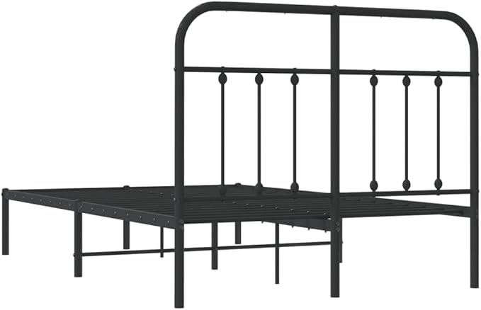 Bed Frame Black Powder-Coated Steel headboard Queen Bed Frame for Guest Room 47.2 x 78.7 in