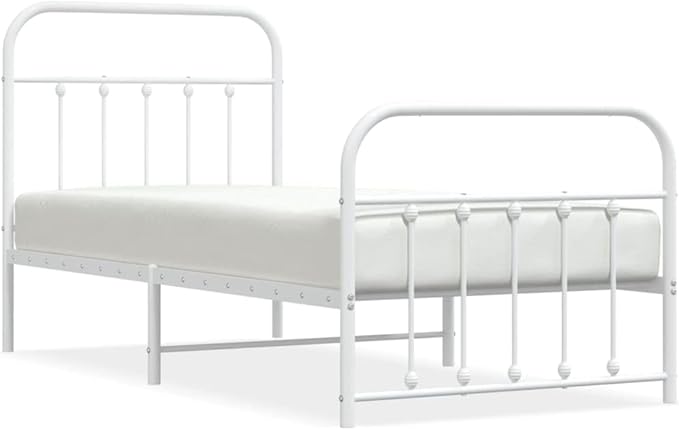 Bed Frame White Powder-Coated Steel Single Bed Frame Bedroom Furniture headboard for Living Room