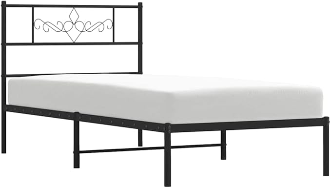 Modern Twin Metal Bed Frame with Under-Bed Storage, Sturdy Powder-Coated Steel Structure, Minimalist Design for Bedroom or Guest Room, Easy Assembly, Black