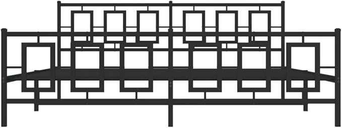 vidaXL Bed Frame Black Powder-Coated Steel 76x80 in Bed Frame