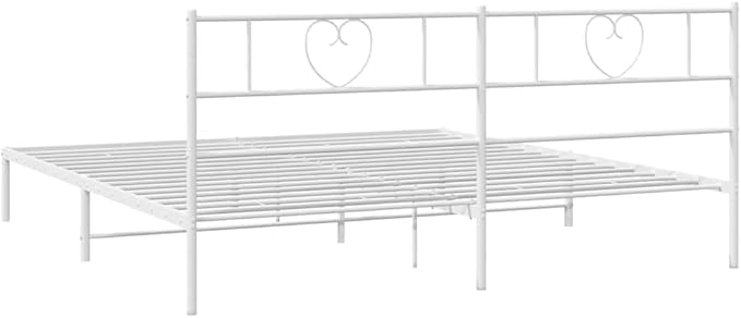 White Metal Bed Frame with Underbed Storage, 72x84 Inch Platform Base for Queen Mattress, Modern Minimalist Design with Powder-Coated Steel Construction, Easy
