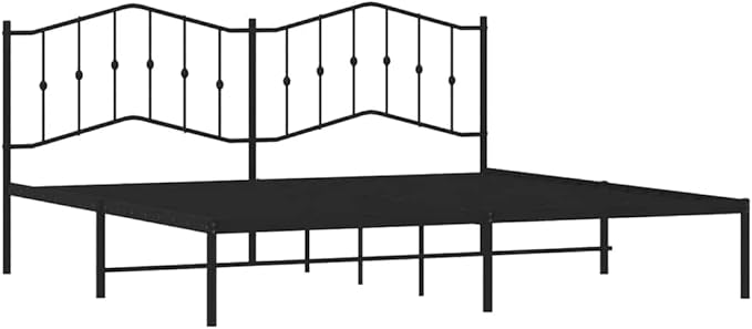 Modern Black Metal Bed Frame with Sturdy Steel Construction, Queen Size Platform Bed with Slat Support for Mattress, Easy Assembly Indoor Bedroom Furniture