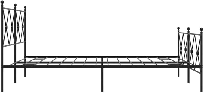 King Size Metal Bed Frame with Headboard and Footboard, Sturdy Steel Construction, Timeless Black Powder Coating for Classic and Modern Bedrooms, Under Bed Storage Space,
