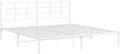 vidaXL White Metal King Bed Frame with Headboard - Powder-Coated Steel Bedroom Furniture - 81.5x78x35.4 Inches - Under-Bed Storage Space