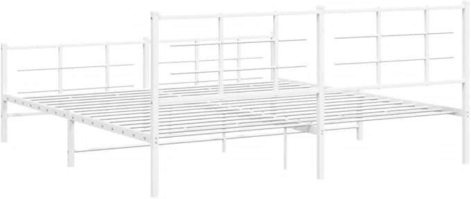 Modern Full Bed Frame with Sturdy Powder-Coated Steel, Elegant White Finish for Adults and Guest Rooms, Durable Sleek Design Fits Standard Mattress