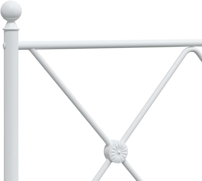 vidaXL Modern King Metal Bed Frame with Headboard - Steel Construction, White, 76"x79.9" - Bedroom Furniture for Enhanced Mattress Support
