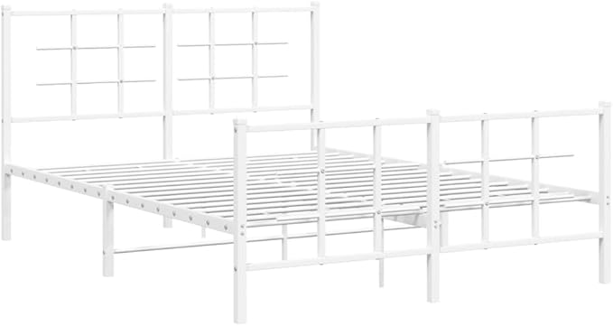 Modern Metal Bed Frame with Sturdy Steel Construction, Full Size Platform Base for Double Mattress, Minimalist White Design for Bedroom Decor, Easy Assembly